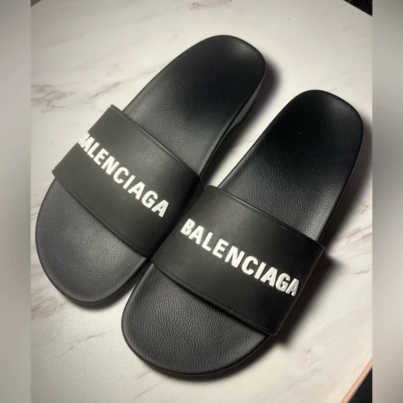 Black balenciaga clog pool slides - Picture 1 of 6